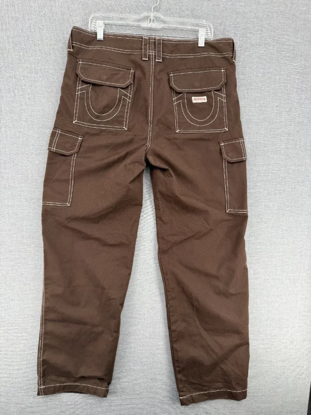 True Religion Military SN Cargo Pants Mens 32x30 Brown Flap Pockets Workwear